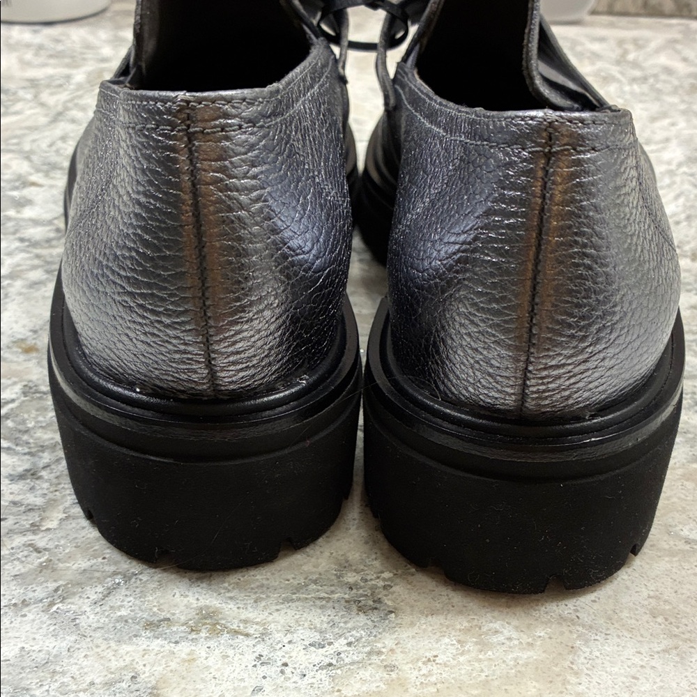 $429 Women Paul Green Loafers Lug Sole Metallic Pewter Wellesley Silver 10.5 11 - Picture 8 of 12